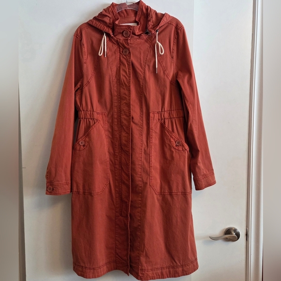 ANTHROPOLOGIE Longline Anorak Utility Jacket Large Terracotta - Picture 2 of 9
